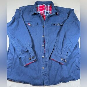 Lands End Men's Blue Button Down Flannel Lined Long Sleeve Work Shirt Jacket XL